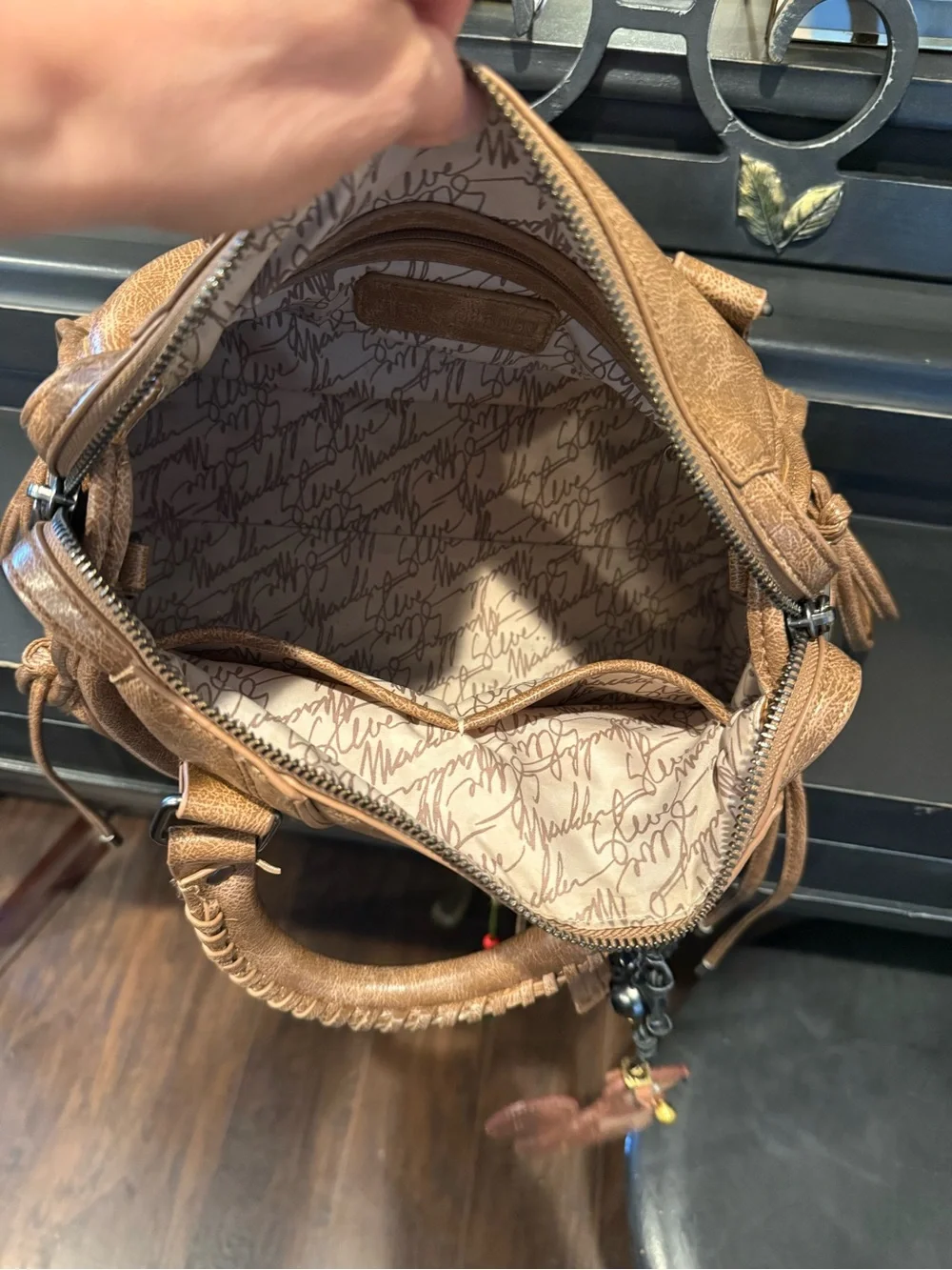 Steve Madden Tan Leatherette Satchel Handbag